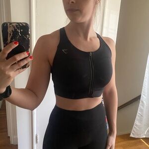 Gymshark Black Front-Zip High-Support Sports Bra
